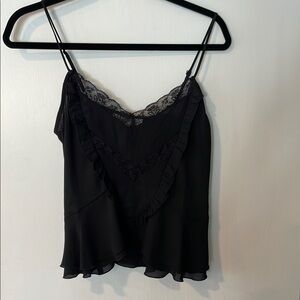 Wayf Black Asymmetrical Ruffled Camisole